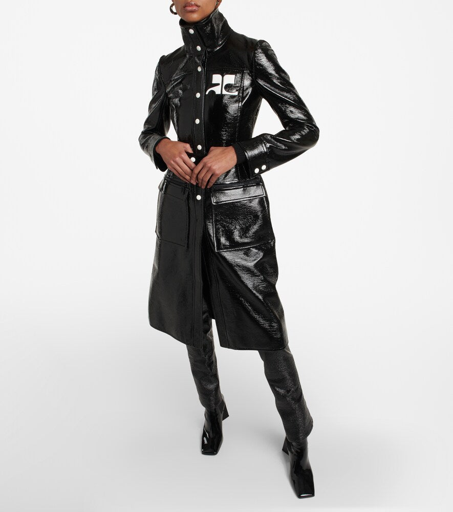 Courreges Logo cotton-blend trench coat