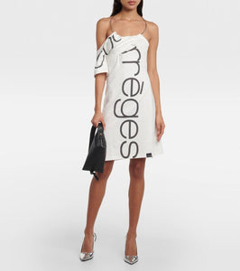 Courreges Logo off-shoulder cotton minidress
