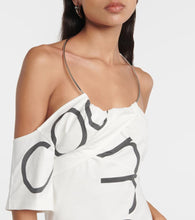 Courreges Logo off-shoulder cotton minidress