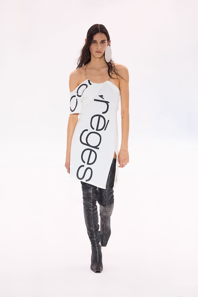Courreges Logo off-shoulder cotton minidress