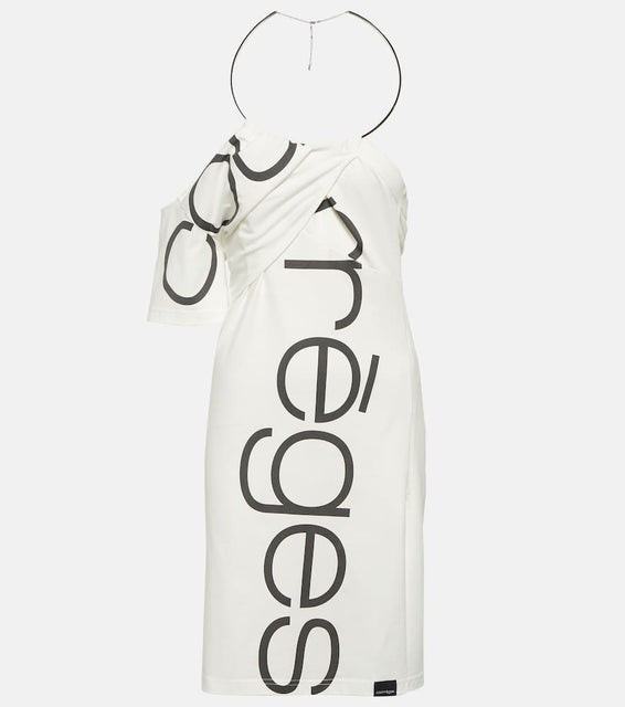 Courreges Logo off-shoulder cotton minidress