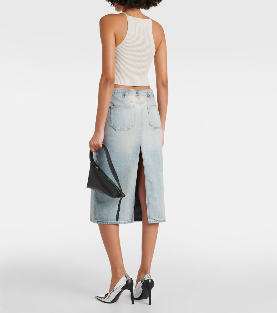 Courreges Multiflex denim midi skirt