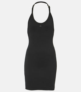 Courreges Ribbed-knit cotton-blend jersey minidress