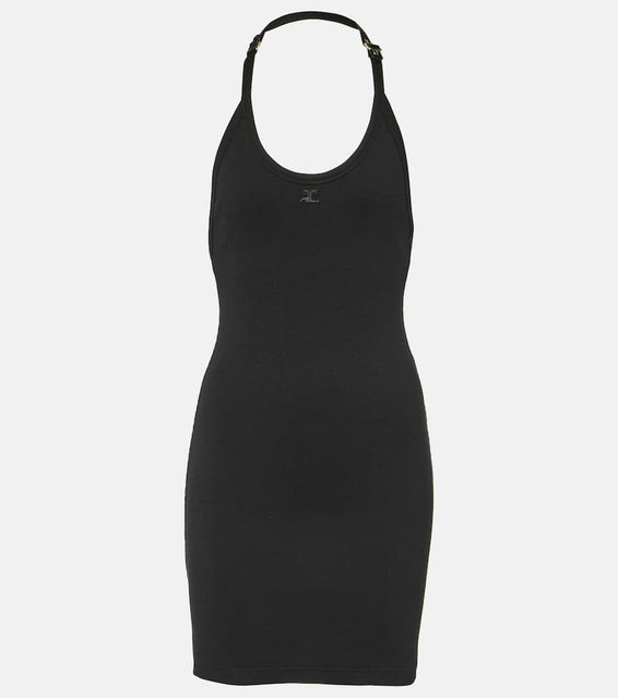 Courreges Ribbed-knit cotton-blend jersey minidress
