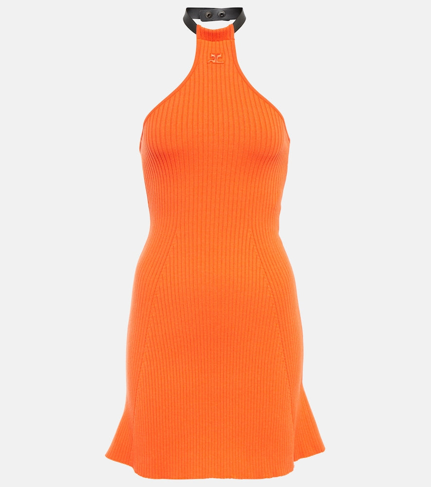 Courreges Ribbed-knit halterneck minidress. Courreges 罗纹针织露背迷你连衣裙
