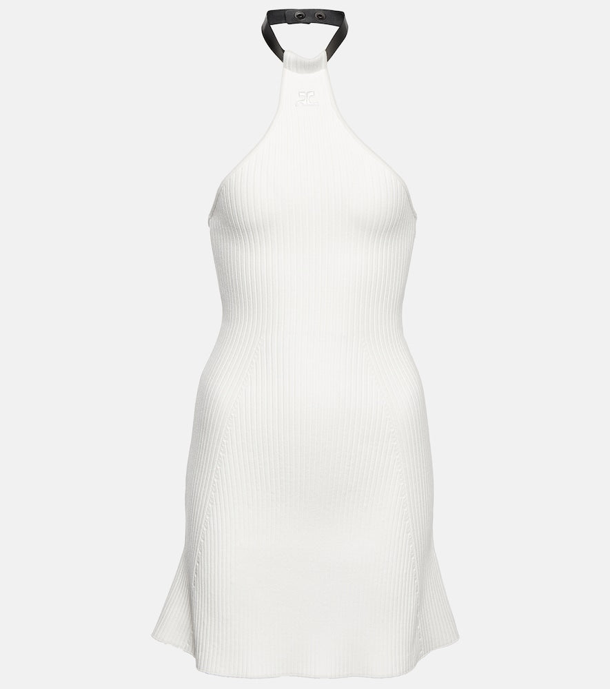 Courreges Ribbed-knit halterneck minidress. Courreges 罗纹针织露背迷你连衣裙