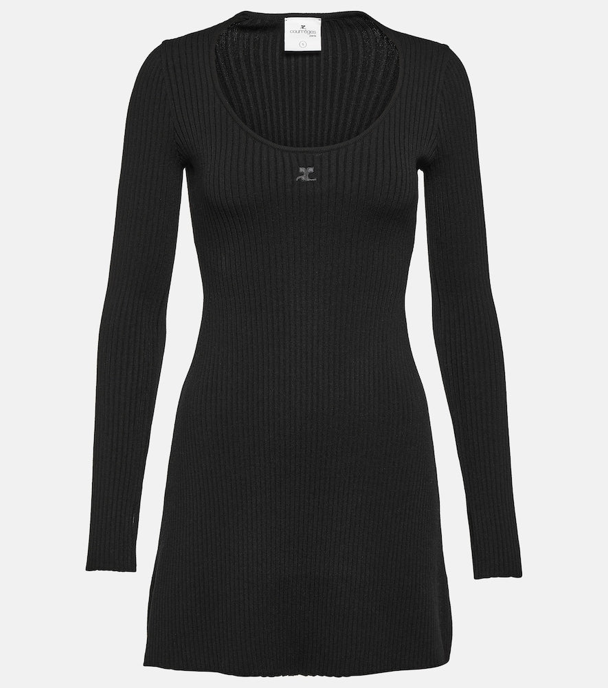 Courreges Ribbed-knit jersey minidress. Courreges 罗纹针织迷你连衣裙