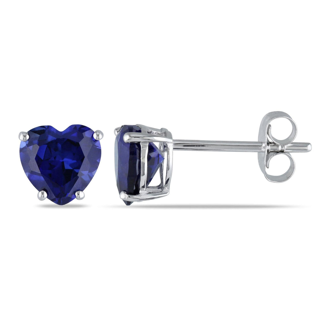 Created Blue Sapphire Stud Earrings