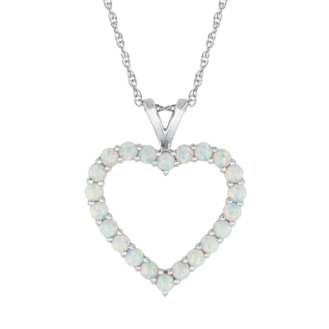 Created Opal Sterling Silver Heart Pendant Necklace