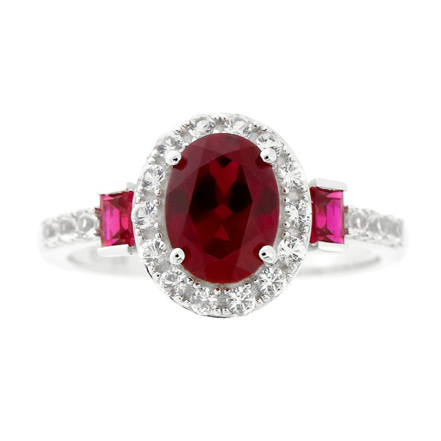 Created Ruby and Created White Sapphire Sterling Silver Ring - Size 6