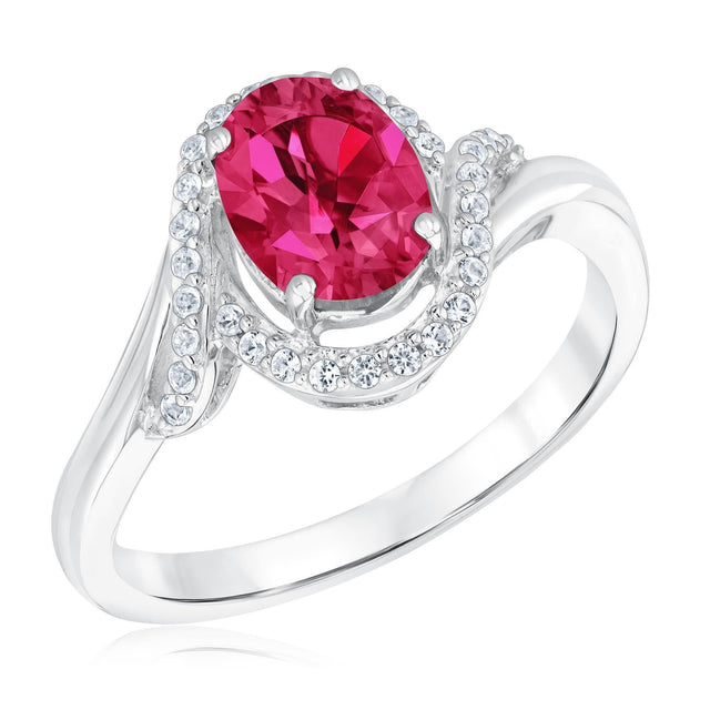Created Ruby and Created White Sapphire Sterling Silver Ring