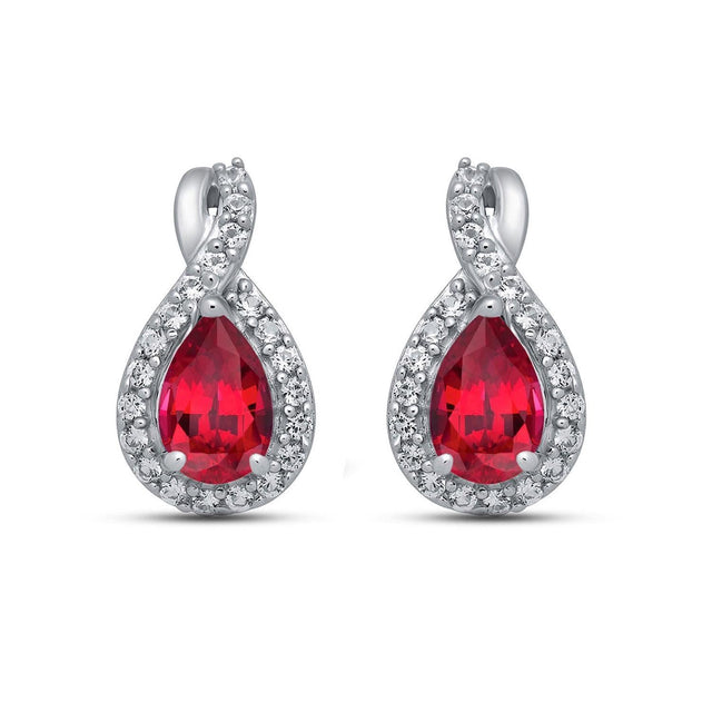 Created Ruby and Created White Sapphire Stud Earrings