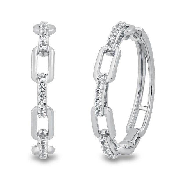 Created White Sapphire Chain Hoop Earrings