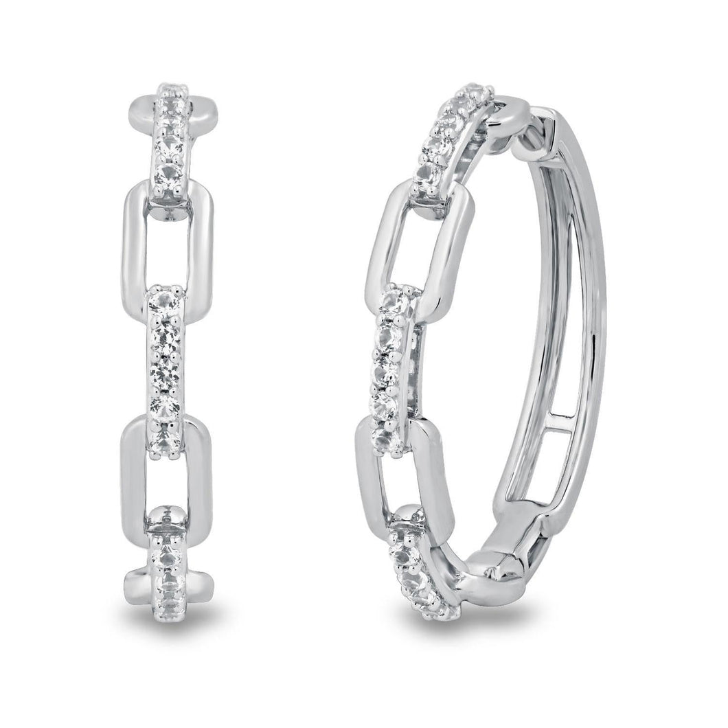 Created White Sapphire Chain Hoop Earrings