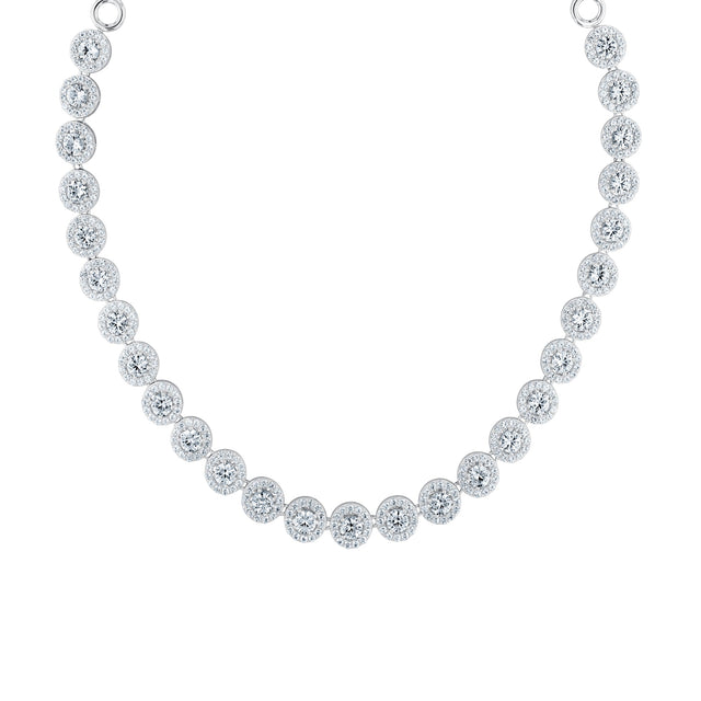 Created White Sapphire Halo Sterling Silver Necklace