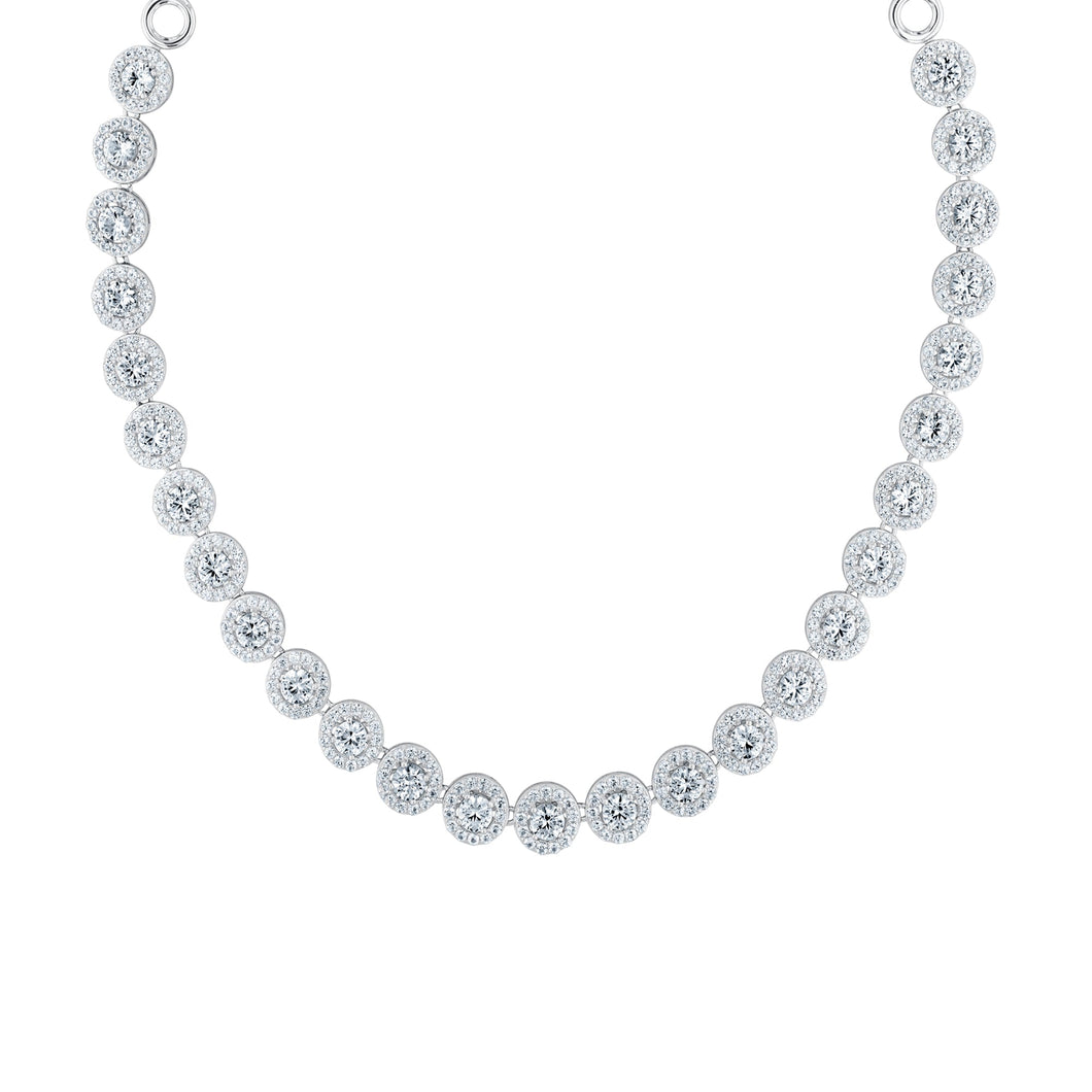 Created White Sapphire Halo Sterling Silver Necklace