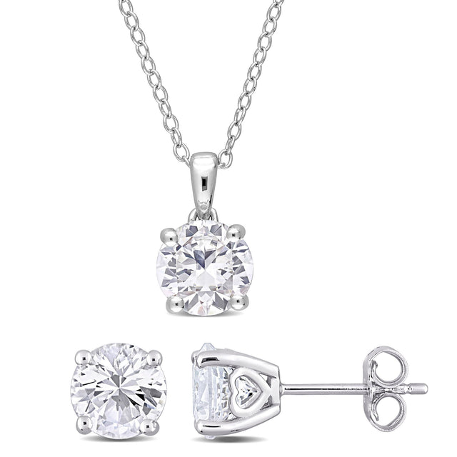 Created White Sapphire Sterling Silver Necklace and Earring Set