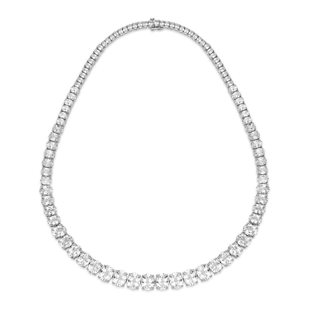 Created White Sapphire Sterling Silver Tennis Necklace