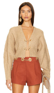 Cult Gaia Casella Cardigan in Beige - Cardigan Cult Gaia Casella en Beige - Cult Gaia Casella 米色开衫 - Cult Gaia Casella Cardigan in Beige - Cult Gaia Casella 카디건베이지 색상 - Cardigan Cult Gaia Casella in beige