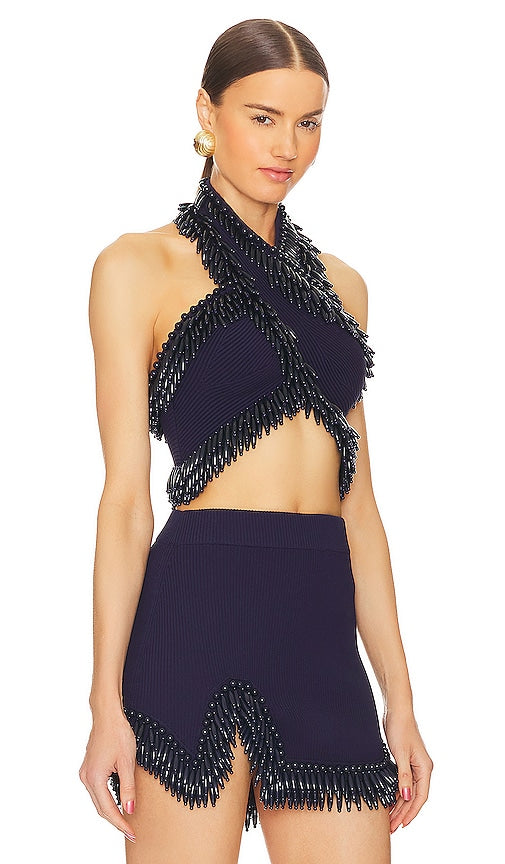 Cult Gaia Clara Crop Top in Navy