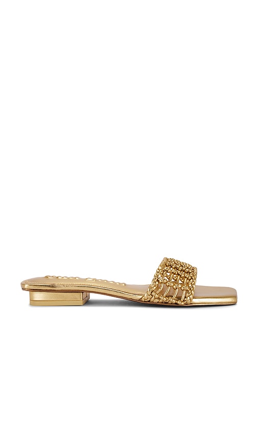 Cult Gaia Maya Sandal in Metallic Gold | Brass Flat Sandals for Women