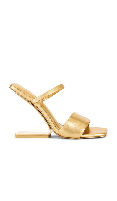 Cult Gaia Rene Sandal in Metallic Gold | Brass Open Toe Mules for Women
