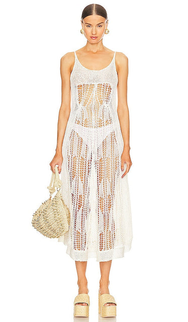 Cult Gaia Vickie Crochet Coverup in White - Cult Gaia Vickie - Tunique au Crochet en Blanc - Cult Gaia Vickie 白色钩编罩衫 - Cult Gaia Vickie Häkelüberwurf in Weiß - Cult Gaia Vickie 크로셰 커버업 화이트 색상 - Copricostume all'uncinetto Cult Gaia Vickie in bianco