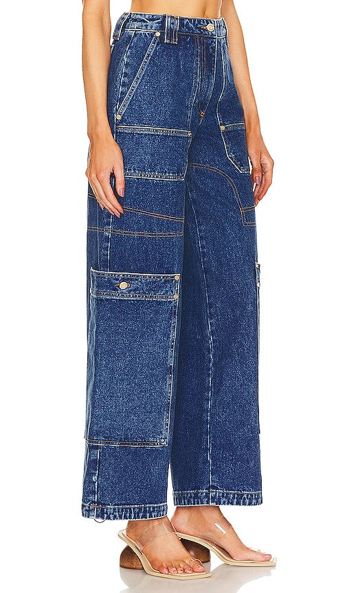 Cult Gaia Wynn Wide Leg Cargo in Blue