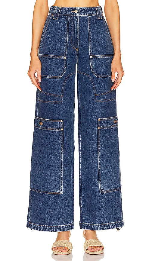 Cult Gaia Wynn Wide Leg in Blue - Cult Gaia Wynn jambe large en bleu - Cult Gaia Wynn 蓝色阔腿裤 - Cult Gaia Wynn Weites Bein in Blau - Cult Gaia Wynn 와이드 레그 블루 색상 - Cult Gaia Wynn gamba larga in blu