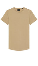 Cuts Ao Curve Hem Tee in Tan - Cuts Ao Curve Hem - T-shirt en beige - 黄褐色 Cut Ao 曲线下摆 T 恤 - Cuts Ao Curve Hem T-Shirt in Hellbraun - Cuts Ao 커브 헴 티셔츠(탠 색상) - Taglia la maglietta Ao Curve Hem in marrone chiaro