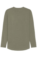 Cuts Ao Long Sleeve Curve Hem Henley in Green