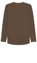 Cuts Ao Long Sleeve Curve Hem Henley in Taupe