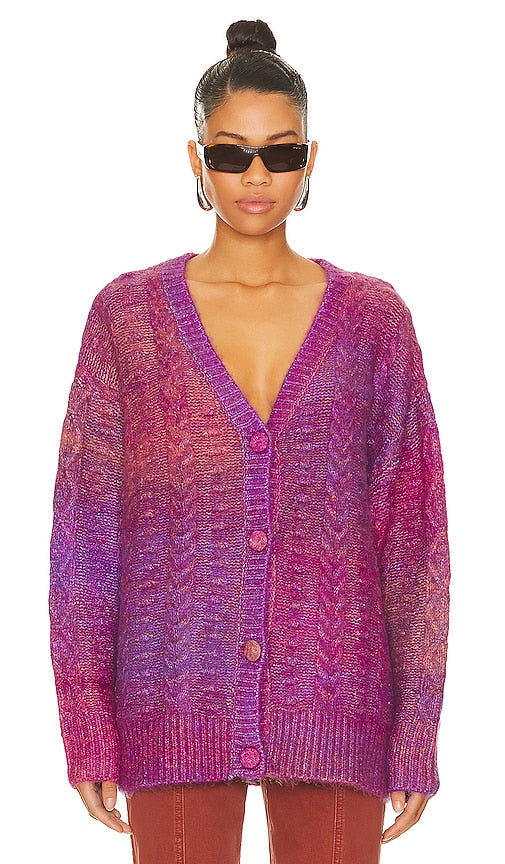 DAYDREAMER Ombre Cardigan in Purple - DAYDREAMER Cardigan ombré en violet - DAYDREAMER 紫色渐变开衫 - DAYDREAMER Ombre Cardigan in Lila - DAYDREAMER 옴브레 카디건 퍼플 색상 - Cardigan Ombre DAYDREAMER in viola