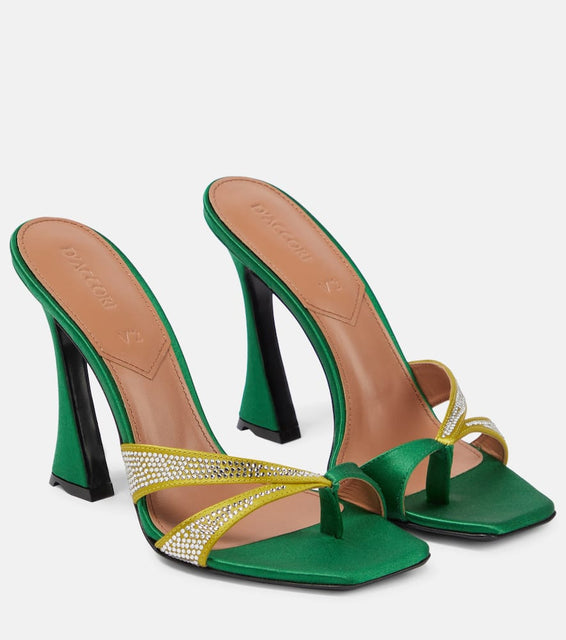 D'Accori Layla crystal-embellished satin mules