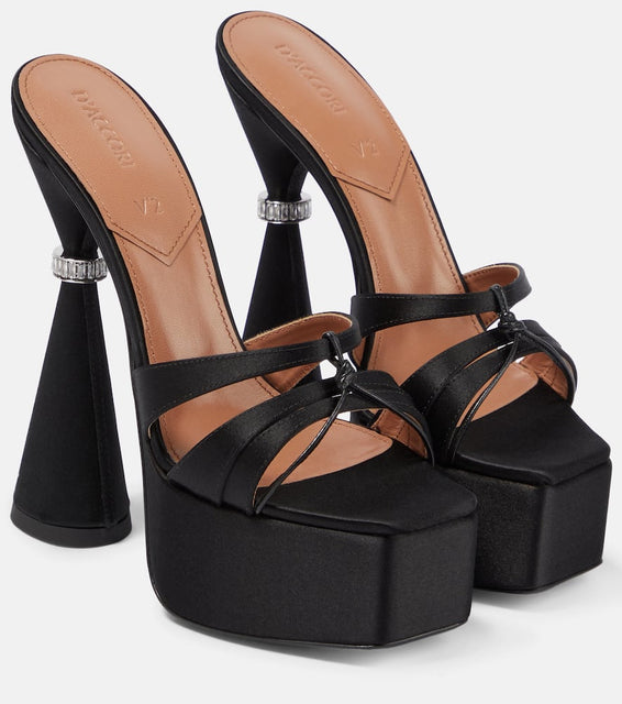 D'Accori Sienna satin platform mules