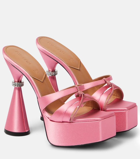D'Accori Sienna satin platform mules
