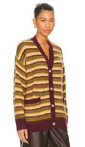 DAYDREAMER Stripe Cardigan in Wine