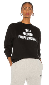 DEPARTURE Fucking Professional Sweatshirt in Black - DEPARTURE Putain de sweat-shirt professionnel en noir - 出发他妈的专业黑色运动衫 - DEPARTURE Fucking Professional Sweatshirt in Schwarz - DEPARTURE Fucking 프로페셔널 스웻셔츠블랙 색상 - PARTENZA Fottuta Felpa Professionale in Nero