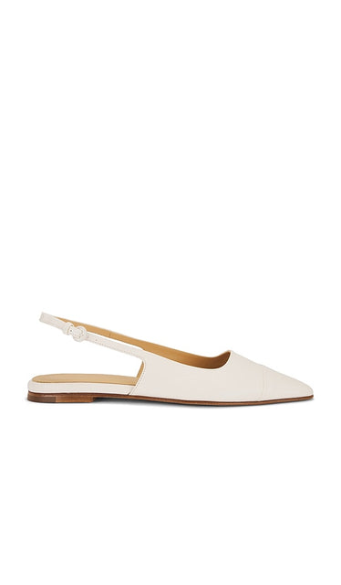 Dear Frances Tia Flat With Toe Cap in White | White Sling Back Flats for Women
