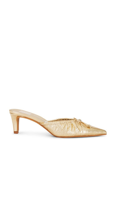 Dolce Vita Kairi Mid Mule in Metallic Gold | Gold Closed Toe Mules for Women