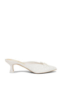 Dolce Vita Claytn Pearl Heel in White | True White Satin Closed Toe Mules for Women
