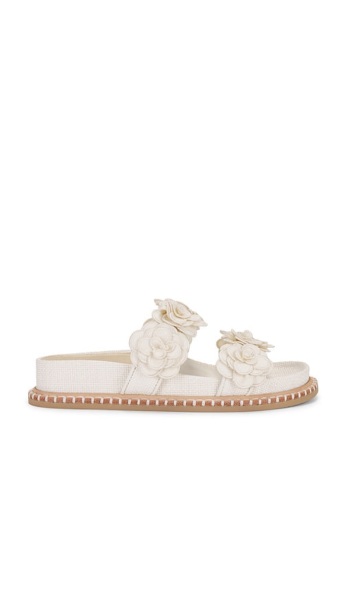 Dolce Vita Sherla Sandal in White | White Raffia Slides for Women