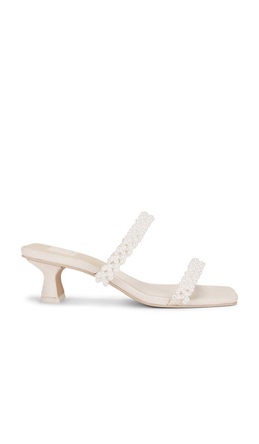 Dolce Vita Boni Pearl Sandal in White | Vanilla Heeled Sandals for Women
