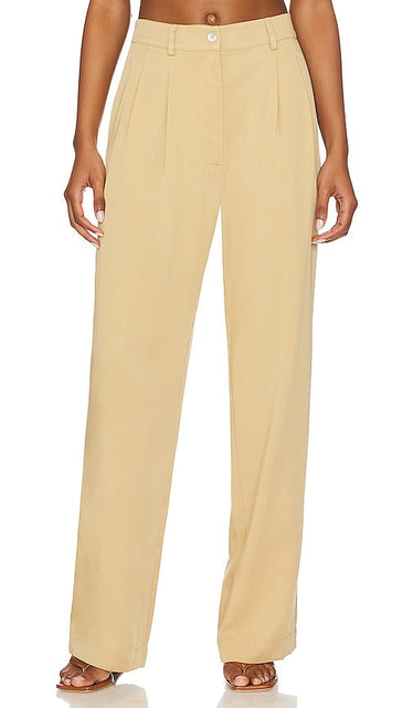 DONNI. Pleated Pant in Beige - DONNI. Pantalon plissé en beige - 唐尼。米色褶裥长裤 - DONNI. Faltenhose in Beige - 도니. 베이지 색상의 플리츠 팬츠 - DONNI. Pantaloni a pieghe in beige