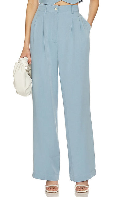 DONNI. Pleated Pant in Slate - DONNI. Pantalon plissé en ardoise - 唐尼。石板色褶皱长裤 - DONNI. Plissee-Hose in Schiefer - 도니. 슬레이트 플리츠 팬츠 - DONNI. Pantaloni a pieghe in ardesia