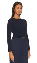 DONNI. Rib Crop Long Sleeve in Navy