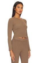 DONNI. Rib Crop Long Sleeve in Taupe