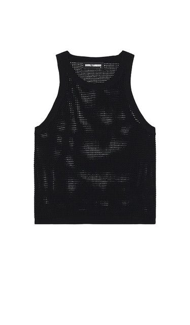 DOUBLE RAINBOUU Mesh Tank in Black - Débardeur en maille DOUBLE RAINBOUU en noir - DOUBLE RAINBOUU 黑色网状背心 - DOUBLE RAINBOUU Mesh-Tanktop in Schwarz - DOUBLE RAINBOUU 메시 탱크블랙 색상 - Canotta in rete DOUBLE RAINBOUU in nero