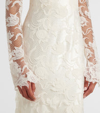 Danielle Frankel Bridal Adena floral lace-trimmed wool and silk gown