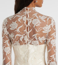 Danielle Frankel Bridal Adena floral lace-trimmed wool and silk gown